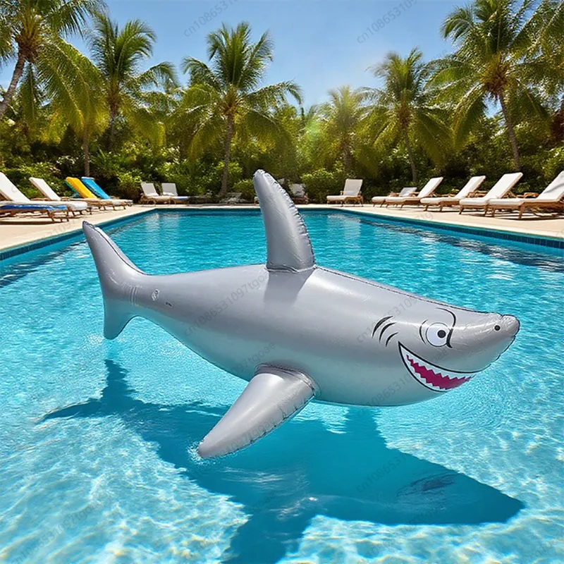 Pool party inflatable shark 100cm large silver environmentally friendly thickened pvc water simulation inflatable toy