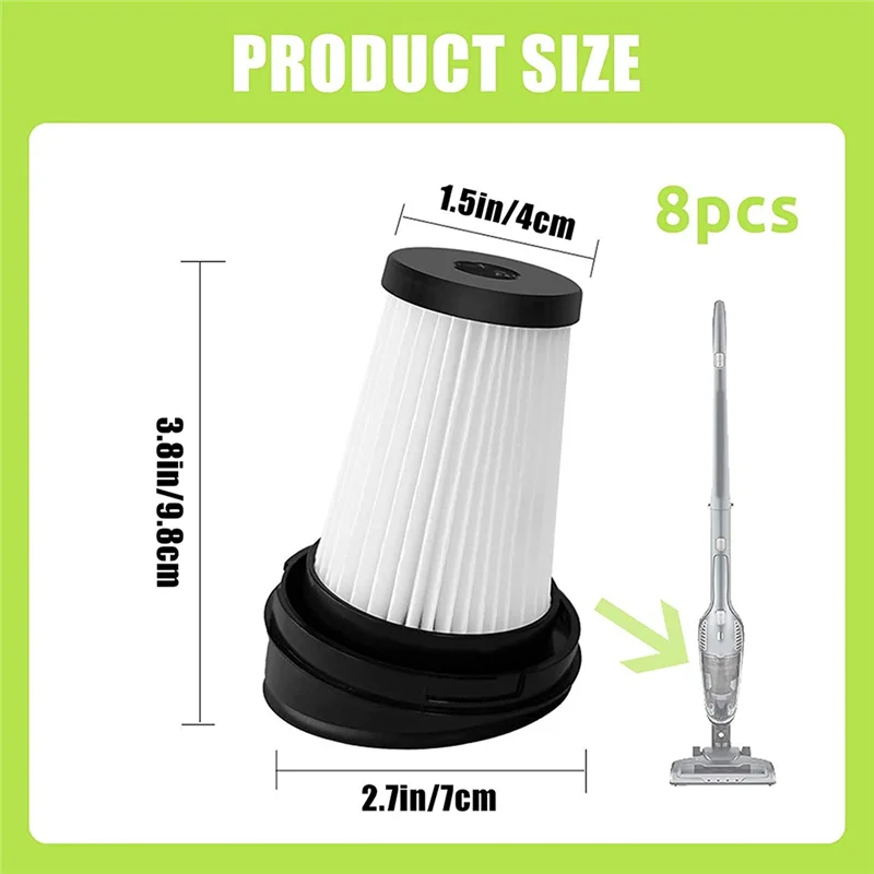 8 Handheld Vacuum Cleaner Filters, for Grundig Vch 9629 Vch 9630 Vch 9631, Vacuum Cleaner Filter with Cleaning Brush image 3