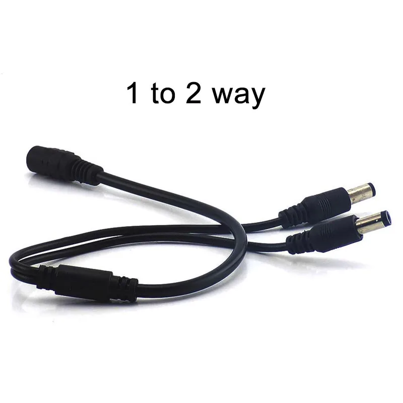 2pcs 5.5*2.1mm 1 Female To 2 Male Splitter Plug Connector Cable 12V DC Power Jack Adapter Supply For CCTV Camera Led Strip Lamp