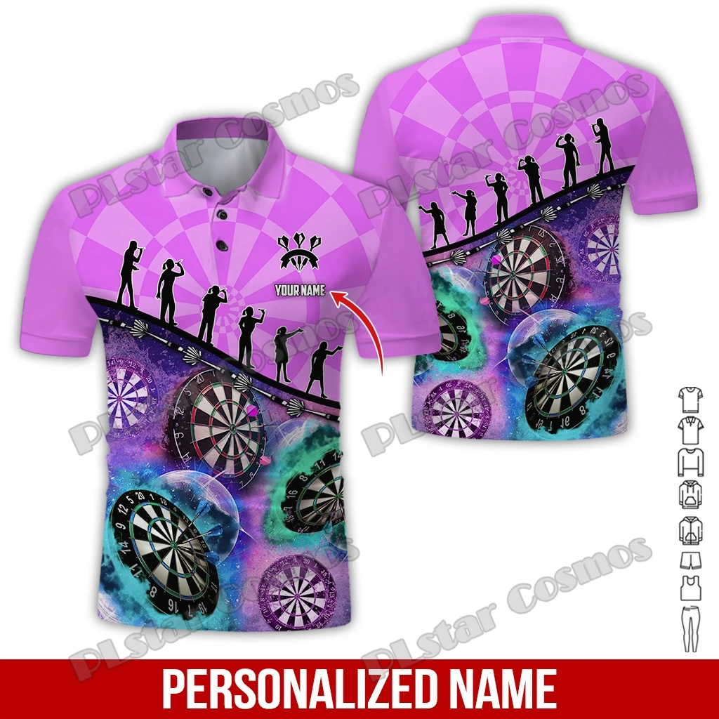 PLstar Cosmos Darts player Custom Name 3D All Over Printed Premium Men's Polo Shirt Summer Street Casual Short sleeve shirt WK61