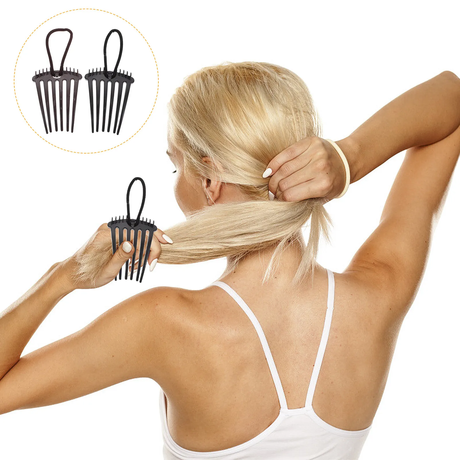 4Pcs Ponytail Hair Comb Insert Comb Fountain Headpiece Hair Rope Design for Women Volume Boost Ponytail Holder Casual Formal
