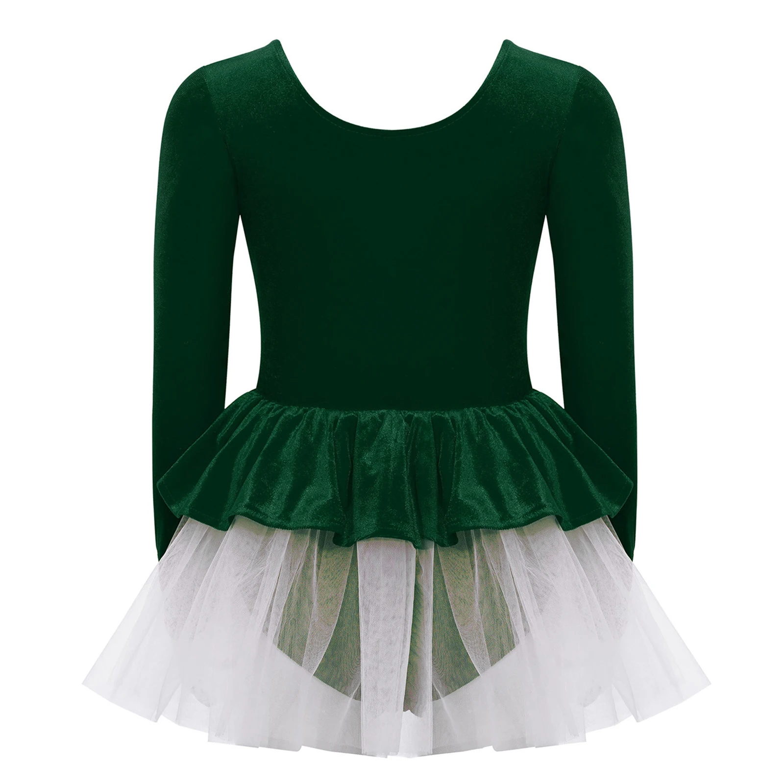 Kinderen Meisjes Lyrische Kunstschaatsen Ballet Dans Kostuum Lange Mouwen Glanzende Pailletten Fluwelen Tutu Jurk Turnpakje voor Ballet Dancewear