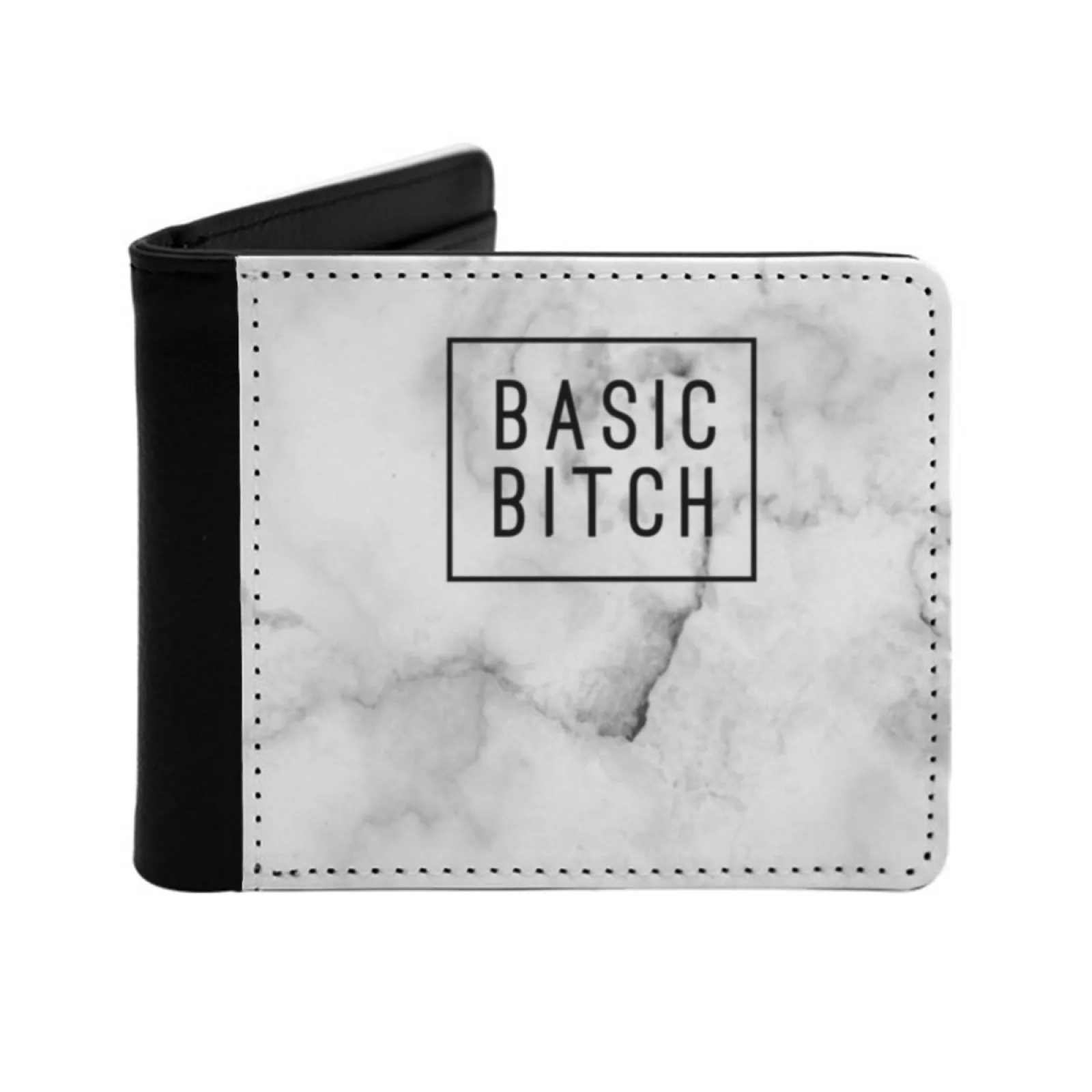 Basic Short Men's Wallet Multifunction Purse Male Pu Leather Wallet Basic Yolo Marble Typical Stereotypical Show It White