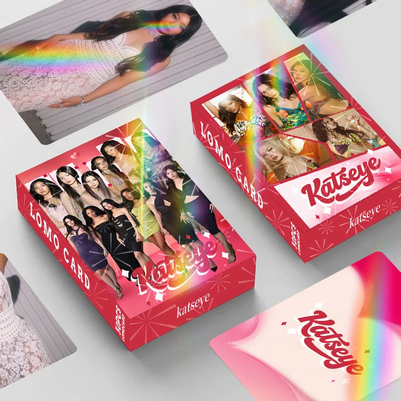 KATSEYE EYEKONS 30Pcs Laser Flash Holographic Double Sided LOMO Cards Boxed Photocards Cross Border Kpop Gift