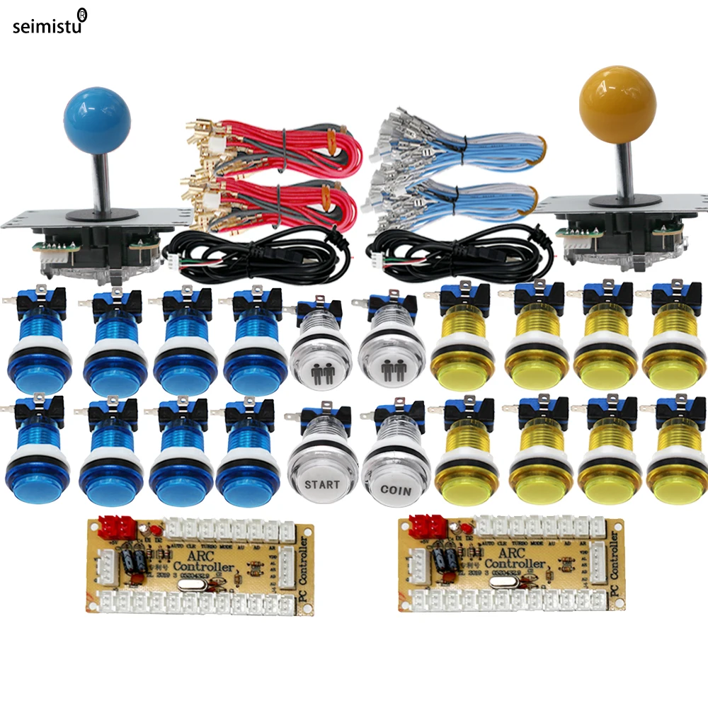 DIY PC Raspberry Pi Arcade joystick Game Kit Met LED Drukknop Amerikaanse Stijl Joystick USB Encoder Kabels Mame 2-spelers - afbeelding 1