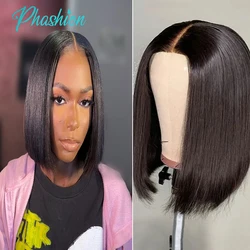 Phashion 2x6 4x4 Glueless Straight Short Bob Wigs With Natural Hairline For Black Women 100% Remy Human Hair Blunt Cut On Sale