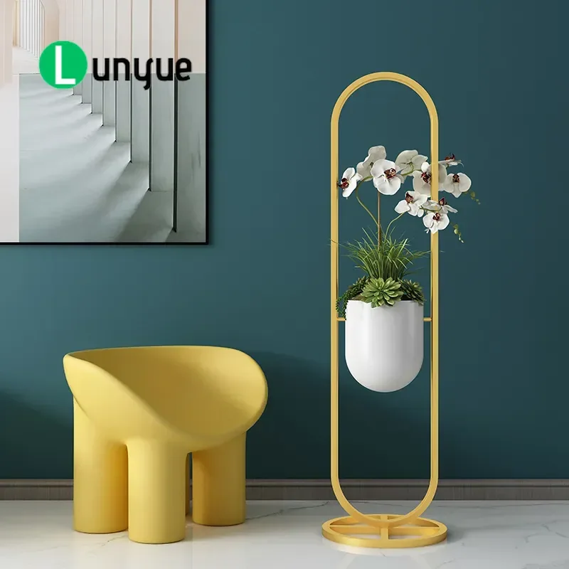 Nordic Wrought Iron Plant Stand Simple Modern Indoor Living Room Balcony Flower Pot Holder High Foot Floor Landscape Display