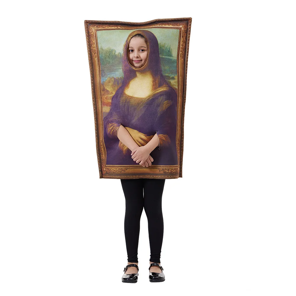 3d loween desempenho traje interessante mona um terno de uma peça pai-filho activ diversão pintura roupa traje de palco