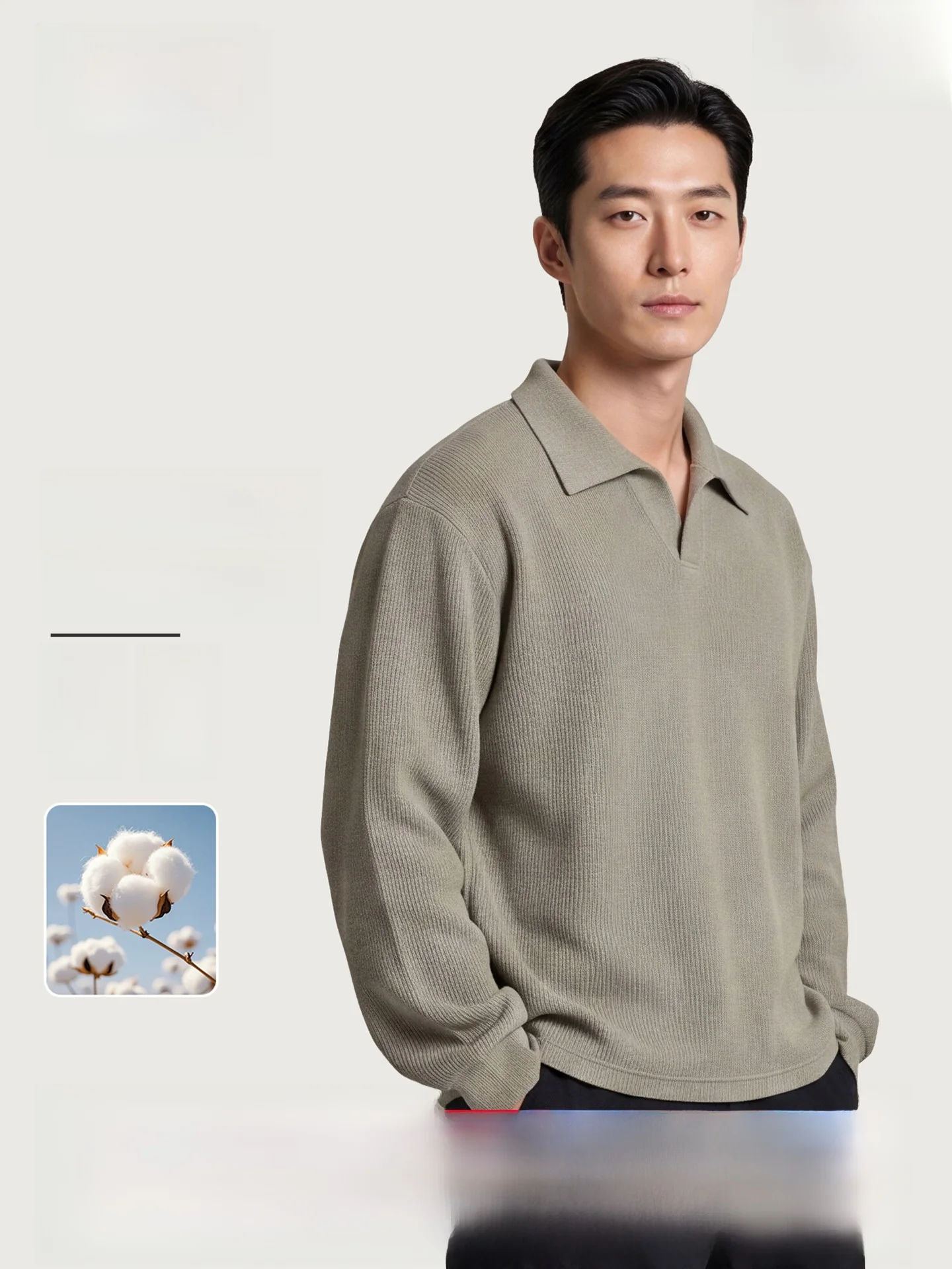 Casual Long Sleeve Hoodie Men's Spring Autumn New Style Seagull Collar T-Shirt Overhead Shirt Breathable Warm Polyester Cotto...
