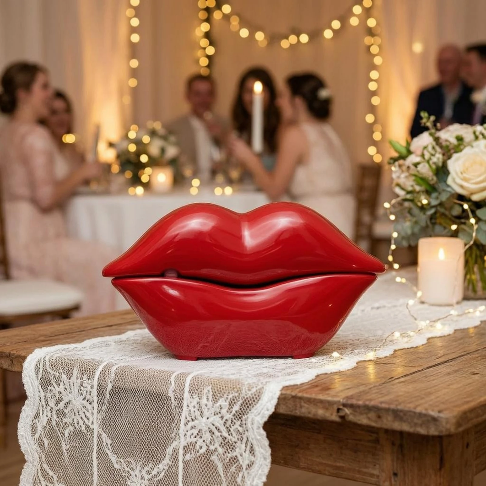 Lip-Shaped Voice Message Device Two-Way Recording Tabletop Voice Message Box Home Gadget Automatic Greeting Playback