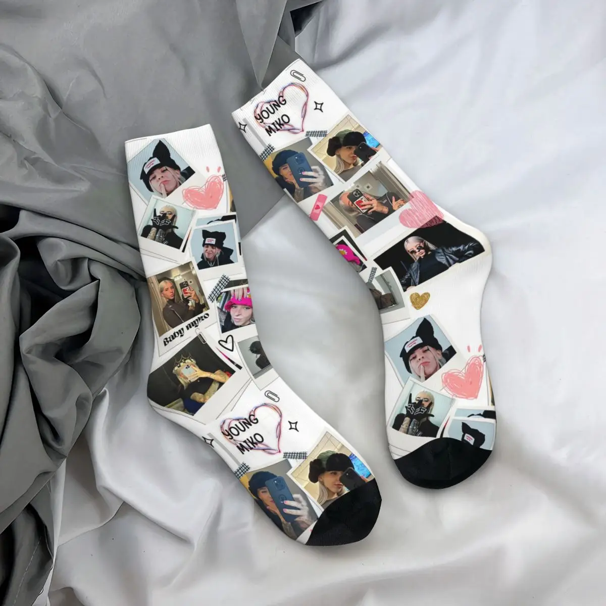 

Всесезонные чулки для экипажа, коллаж молодых носков Мико, забавные длинные носки, аксессуары для мужчин и женщин, рождественские подарки
