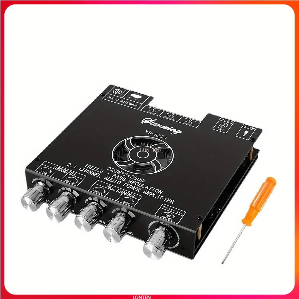 

YS-AS21 2*220W+350W 2.1 Channel BT Digital Power Amplifier Board TPA3255 AMP Subwoofer Treble Bass Tone Audio APP USB function