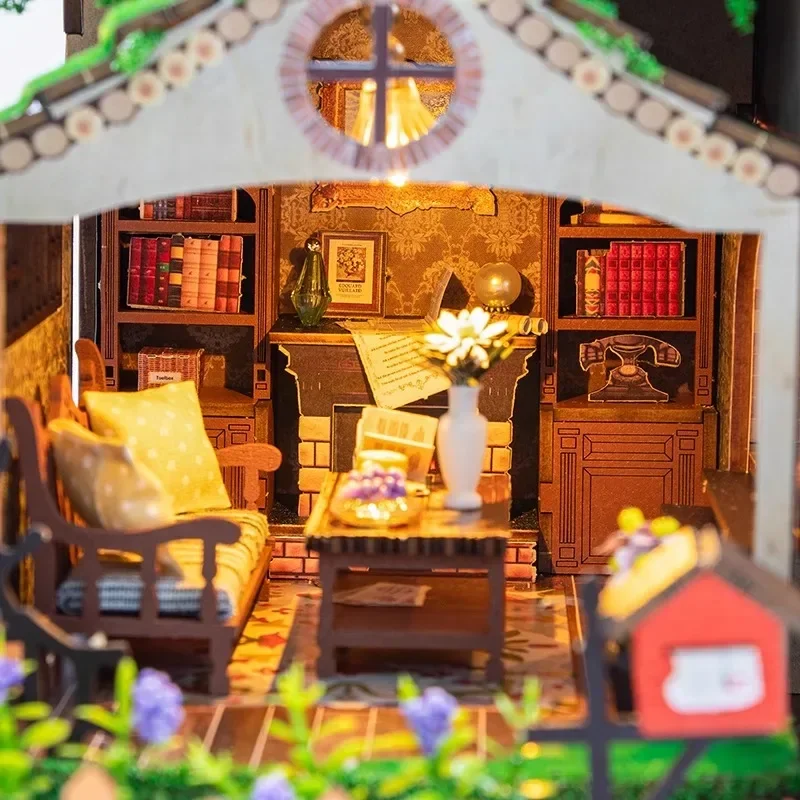 Handmade Wooden Cottage Fairy Tale Forest Building Block Model Villa - Unique Birthday Gift for Building Block Lovers
