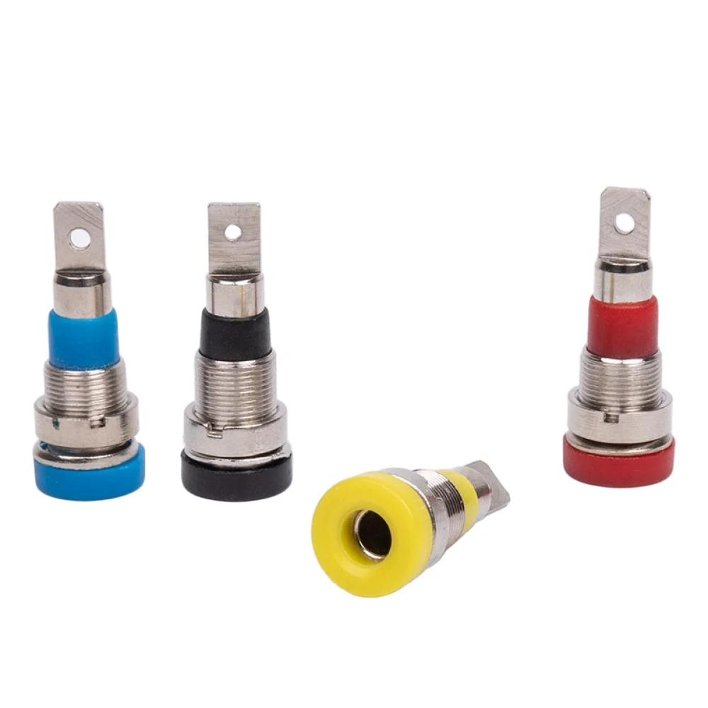 

4mm Nickel-plated Copper Banana Plug Terminal Power Test Lead Copper Socket Banana Plug Connection Terminal Post 5PCS