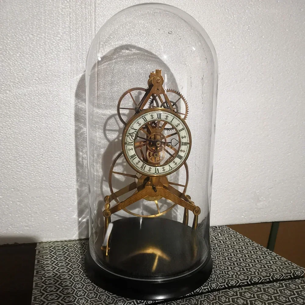 European Antique Unique Copper Brass Bronze Art Gold Table Clock With Roman Number For Living Room Hot sales