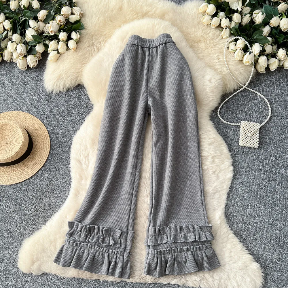 

Повседневные женские элегантные съедобные деревянные грибы, свободные брюки с высокой талией, модная осенне-зимняя женская одежда