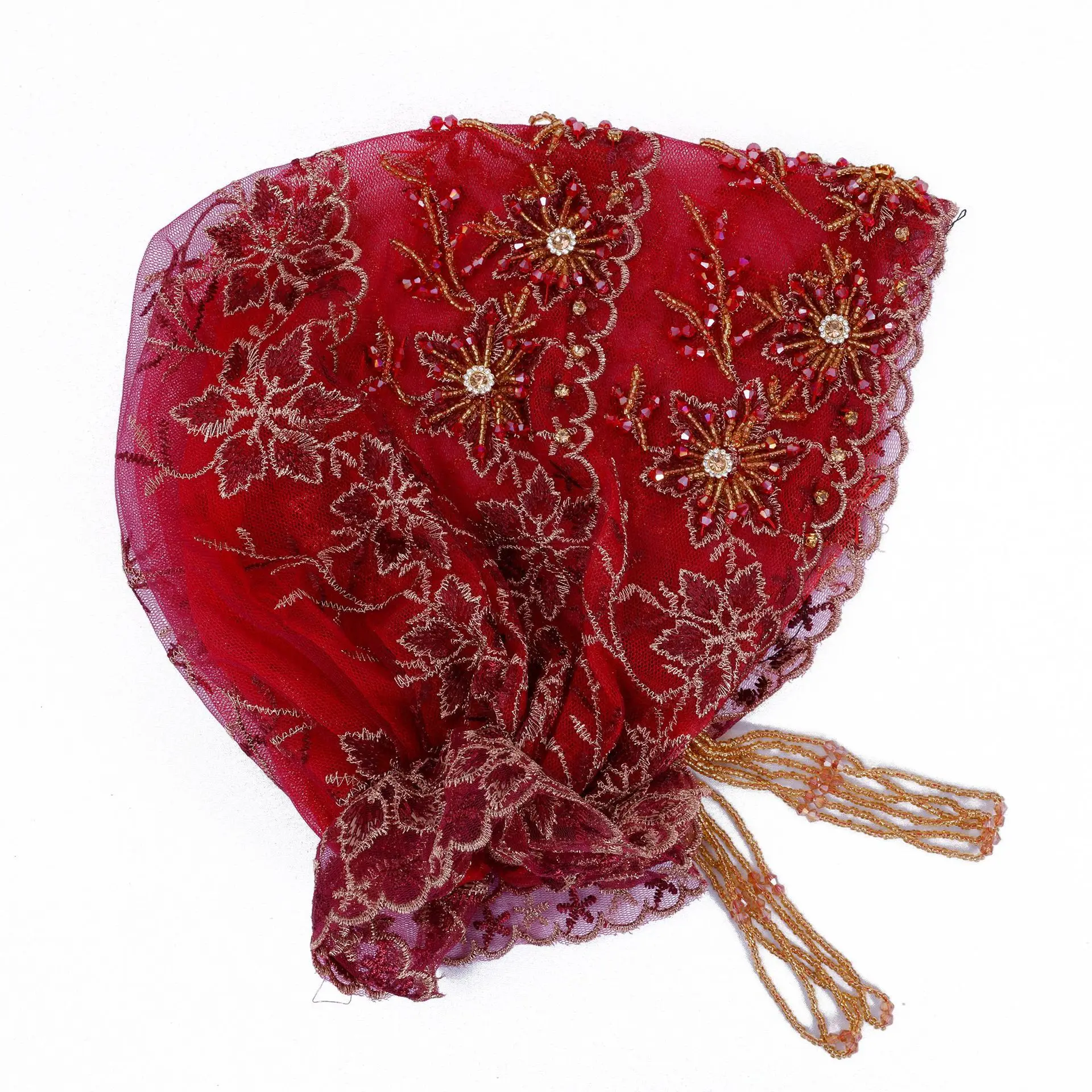 Di lusso Nappa Che Borda Ricamo Underscarf Musulmano Hijab Donne Fiore di Pizzo Turbante Cofano Cappello Interno Islam Berretti Perdita di Capelli Wrap