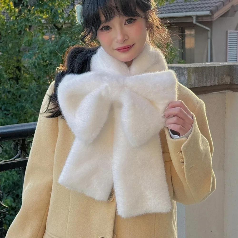 

Милый шарф с большим бантом, ветрозащитный однотонный теплый шарф для шеи, утепленный шарф для женщин и девочек