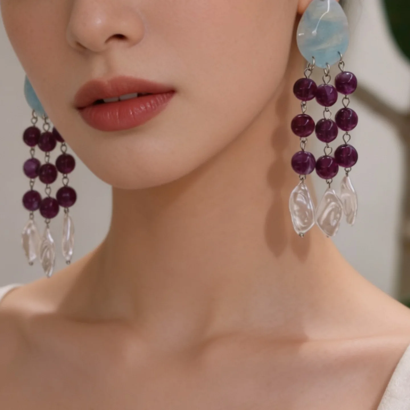Luxury Crystal Statement Fashion Metallic Long Tassel Earrings Top Grade Baroque Style New Jewelry Christmas Gifts