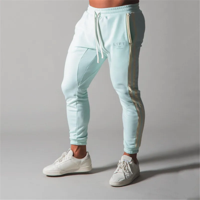 Men Jogger Running Pants Sweatpants Man Gym Workout Fitness Stripe Splice Cotton Trousers Male Casual Fashion Skinny Sport Pants