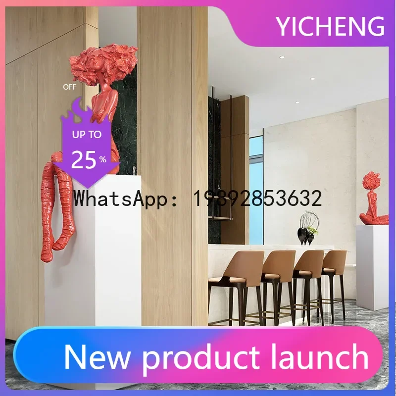 X2 Fiberglass Abstract Figure Fashion Creative Sitting Girl Sculpture Window Store Floor Soft Decoration Ornament
