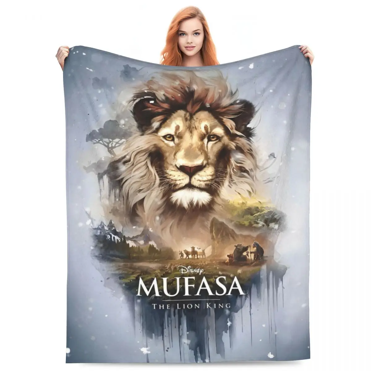 Mufasa The Lion King Knitted Blanket Fleece Adventure Musical Animated Soft Throw Blanket for Car Sofa Couch Bedroom Quilt