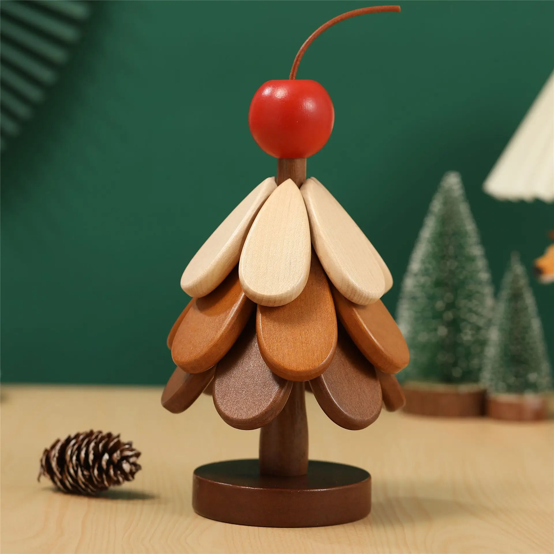 Solid Wood Tableware Mat Christmas Tree Shaped Table Mat Tea Set Insulation Mat Kitchen Accessories Table Decoration Home Gift