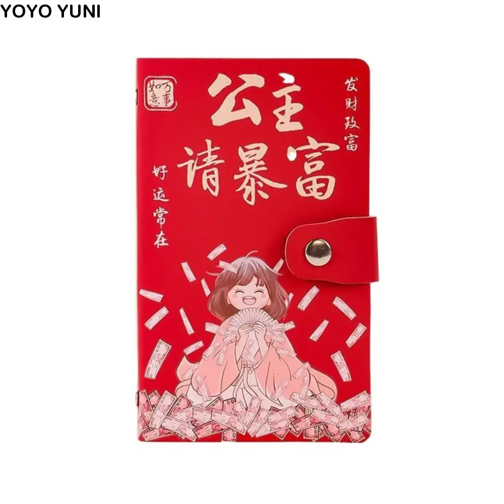 Cartoon Letter 100 Envelope Challenge Binder PU Leather Wallet Storage Money Saving Challeng Book Savings Handbook 50 Sheets