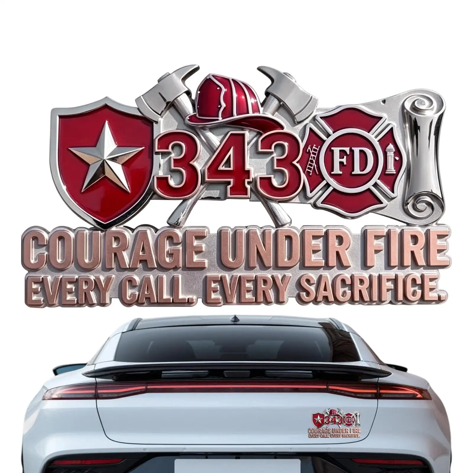 Car Emblems and Badges Firefighter Theme Truck Motorcycle Sticker Car Emblems for Vehicles Men Auto Bumper Grille Pickups Suvs