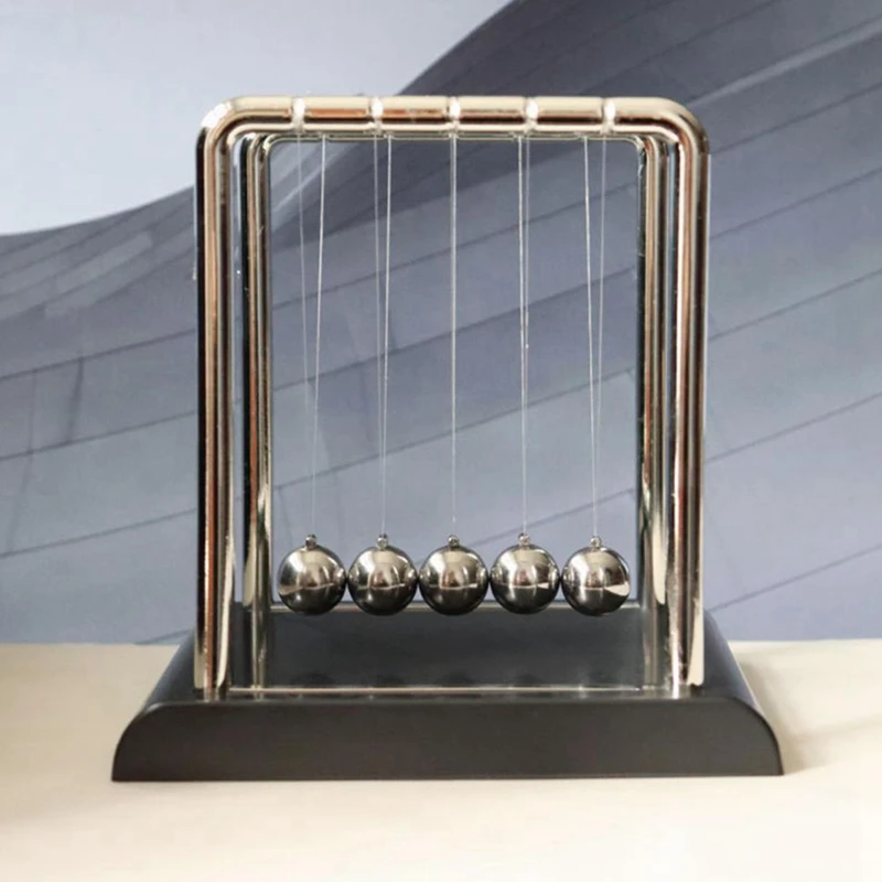 Desktop Decoration Ornament Executive Desk Toy Educational Toy Set S Cradle Metal Pendulum for Office for Science-A75P