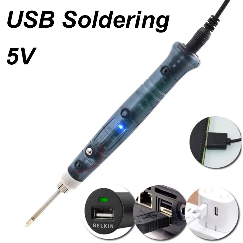 Portable USB 5V 8W Soldering Iron Electric Heating Phone Tools Rework With Indicator Light Handle Welding Gun BGA Repair Tool