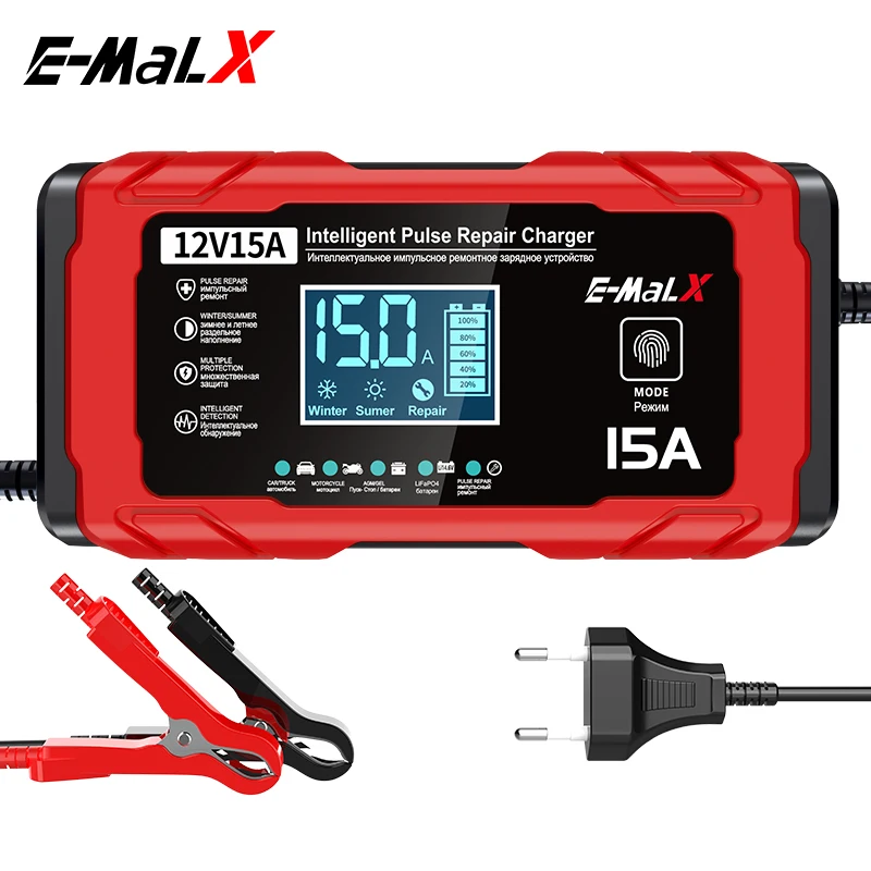 12V 15A Smart Battery Charger for AGM/GEL Lead-Acid