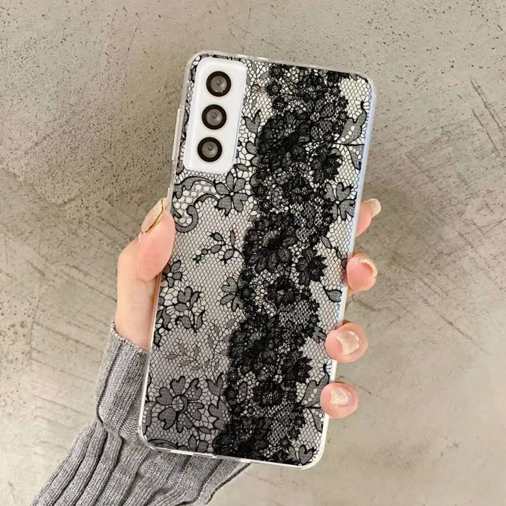 الدانتيل نمط كول فتاة قضية الهاتف لسامسونج A 30 50 31 32 51 70 71 72 73 الترا زائد S 20 30 21 22 23 24 لايت واضح حالة #2