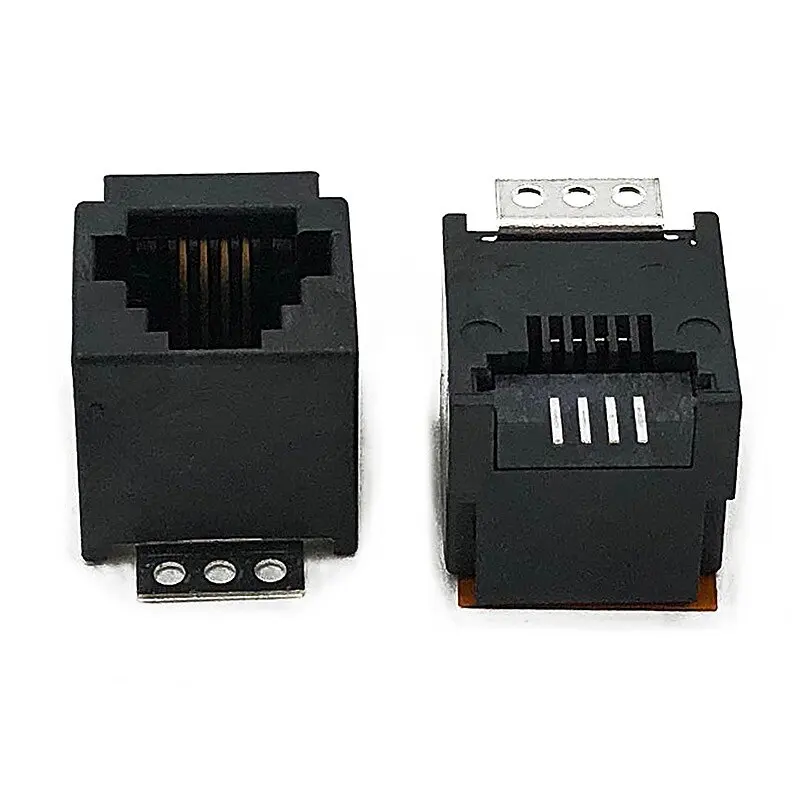 10PCS RJ9 4P4C SMT vertical surface mount 180-degree through-hole socket, W = 13.2mm