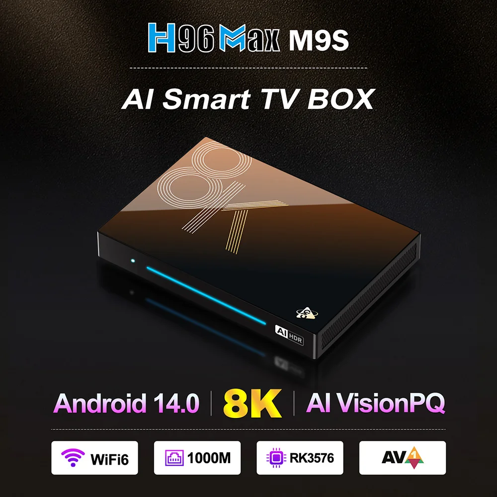 

H96 MAX M9S AI VisionPQ TV Box Video Decoding Android14 Rockchip RK3576 Quad Cortex A72 + Support 8K Wifi6 BT5.4 Media Player