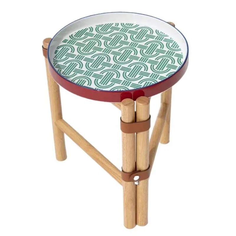Color porcelain solid wood calfskin removable tray edge table living room coffee table