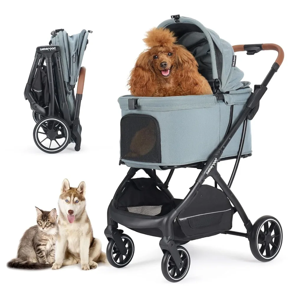 

T5 Luxury Pet Stroller for Medium Dog Under 60lbs or 2 Small Dogs & Cats with 180 ̊Canopy, Sun Shades, Foldable Dog Stroller for