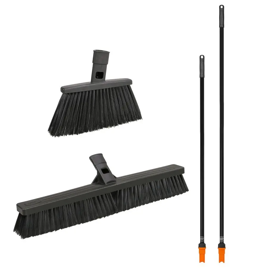 

24 Push Broom, Angle Broom 48 and 60 Steel Handles, Standard Combo Cleaning Heads with Long Handles Interchangeable with All Cle