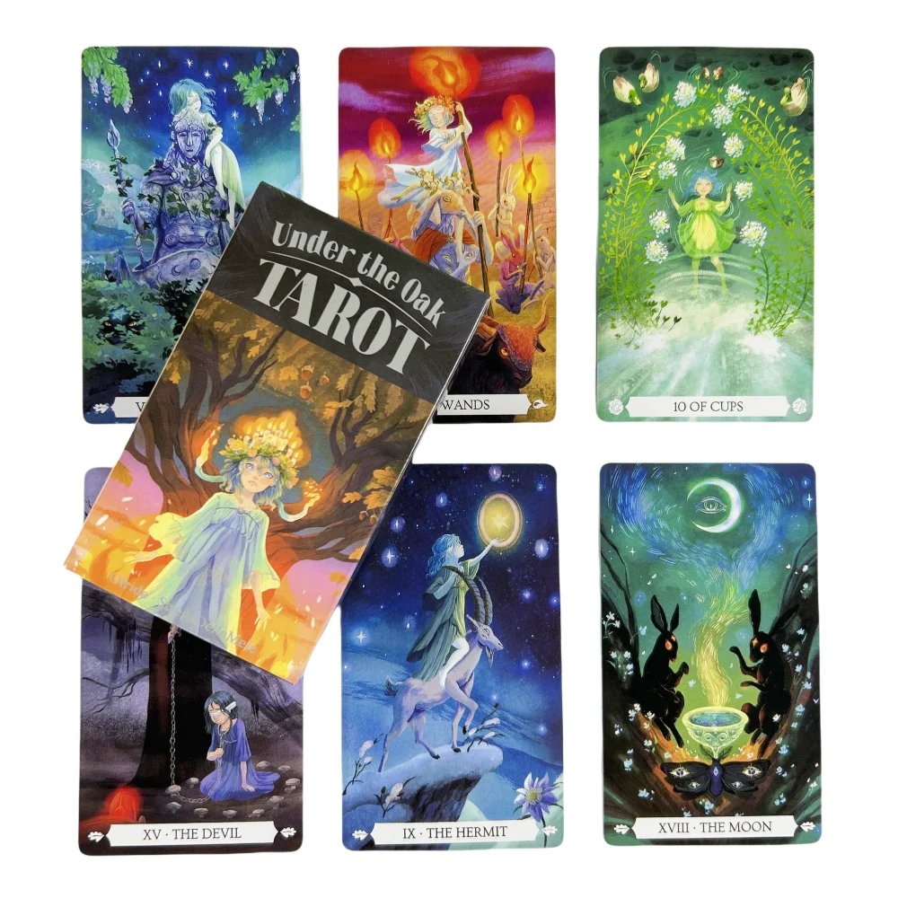 Cartas de Tarot bajo el roble, 78 Uds., tarjetas de juegos de mesa, regalos portátiles para juegos de fiesta familiar