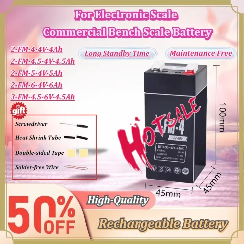 For Electronic Scale Commercial Bench Scale 4V 4Ah 4.5Ah 5Ah 6Ah/6V 4.5Ah 20hr Rechargeable Lead Acid Accumulator Battery