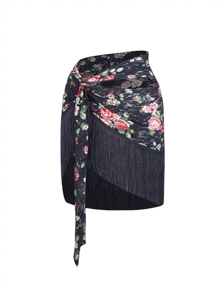 

Юбка с регулируемой талией, тренировочный костюм для латинских танцев, женская юбка с кисточками для самбы, румбы, ча-ча и болеро