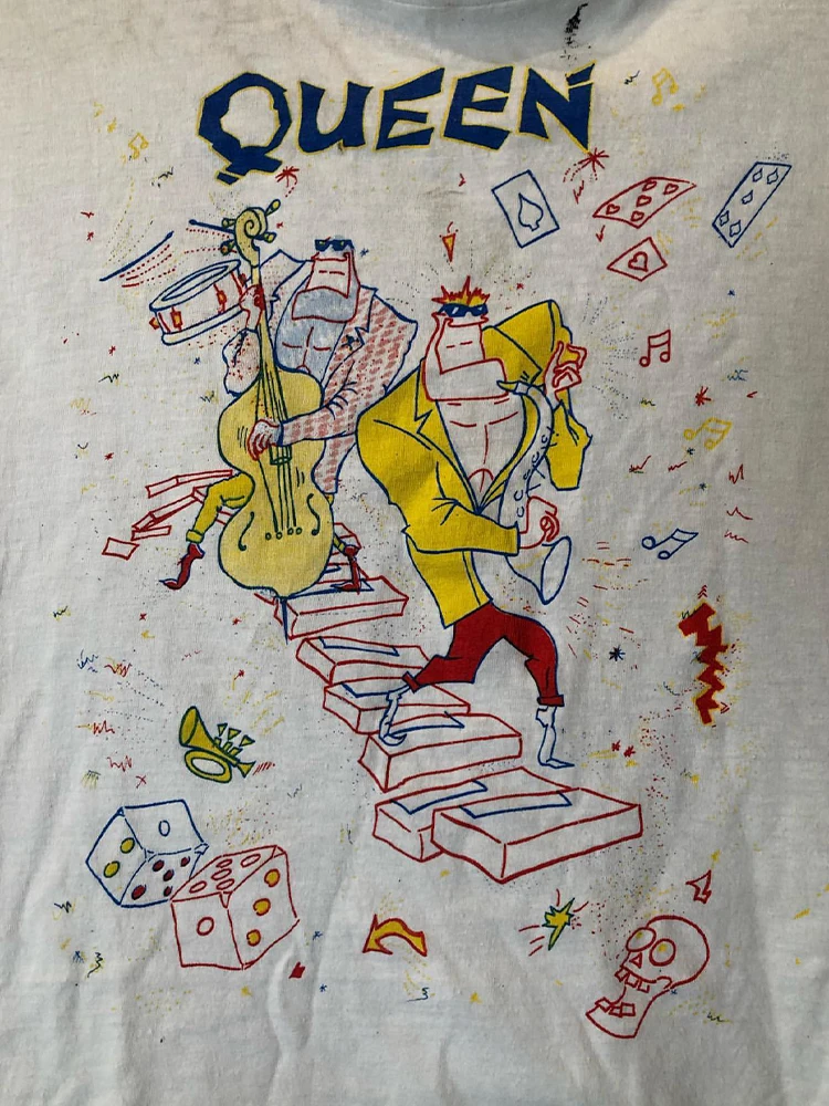 Black and White Cotton Queen American Rock Retro Retro Animation Style Short-sleeved Men's and Women's T-shirts Chic Hip-hop