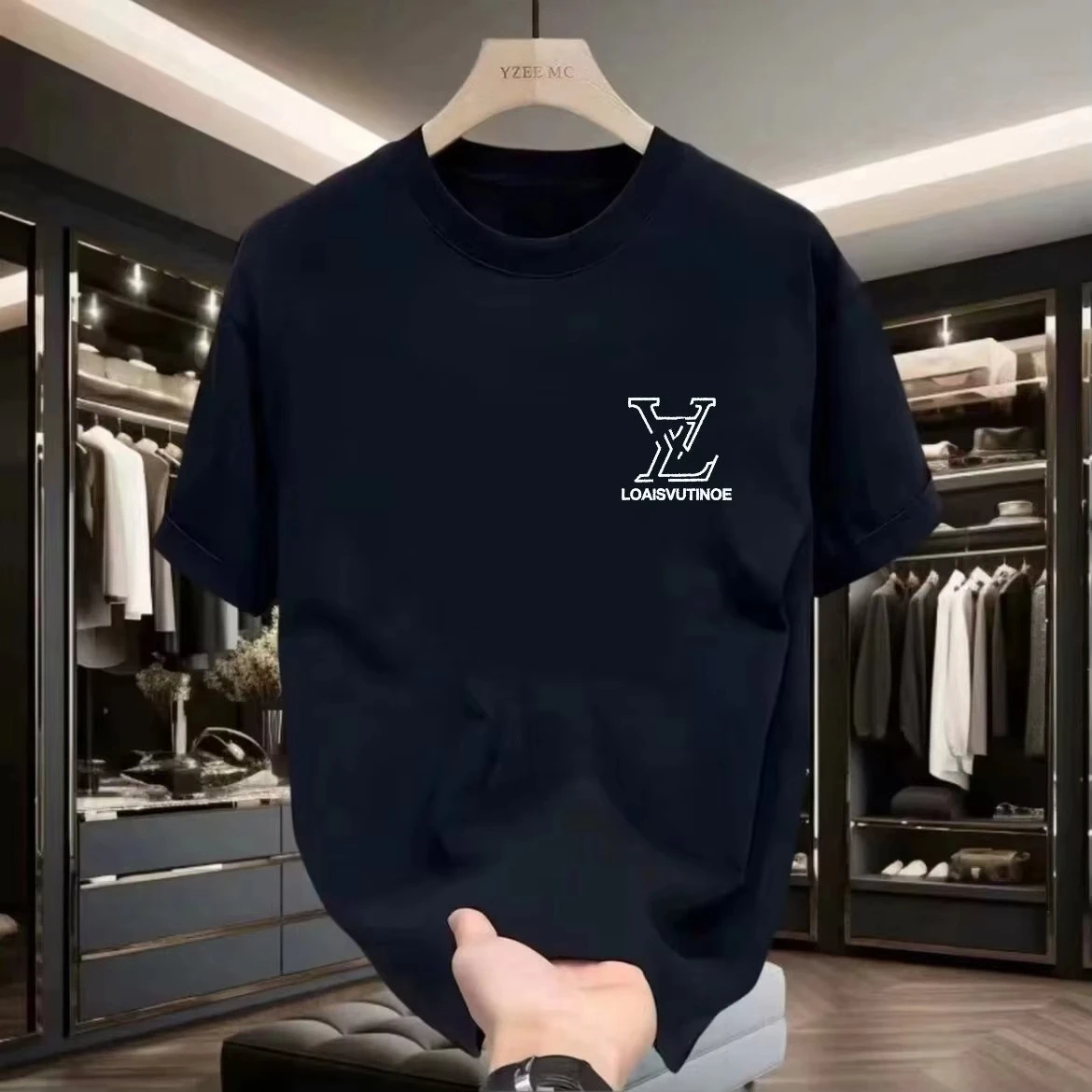 Men's Quick DryT-Shirt – Breathable Lightweight Short Sleeve Tee Versatile Monogram Print Top for All-Season Casual Wear