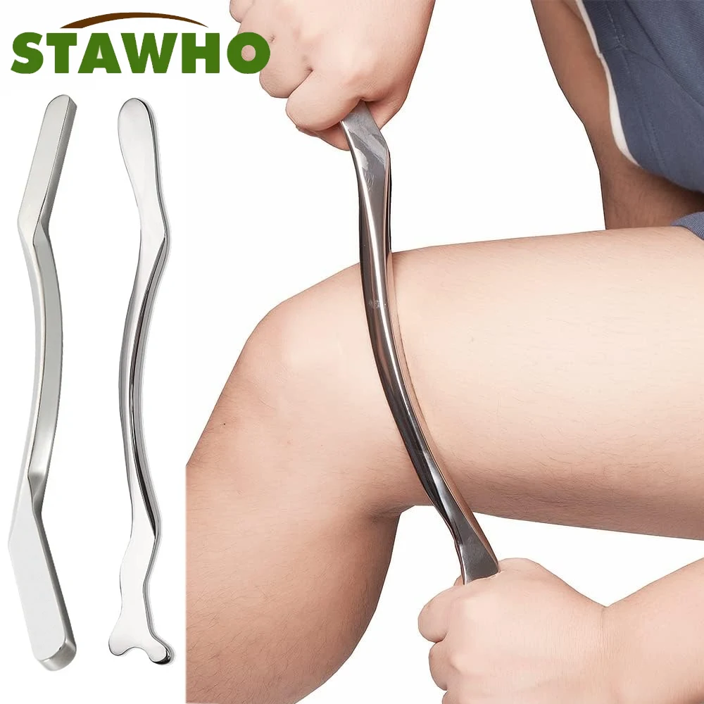 Sport Stainless Steel Long Gua Sha Tool-Guasha Long Bar Muscle Scraping Massage Tools-Relieve Sore Muscles Tissue Mobilization