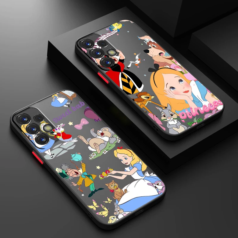 

Alice Disney Fashion Cartoon Frosted Translucent For Samsung Galaxy S24 S23 S22 S21 S20 FE S10 S9 S8 Plus Ultra Pro 5G Back