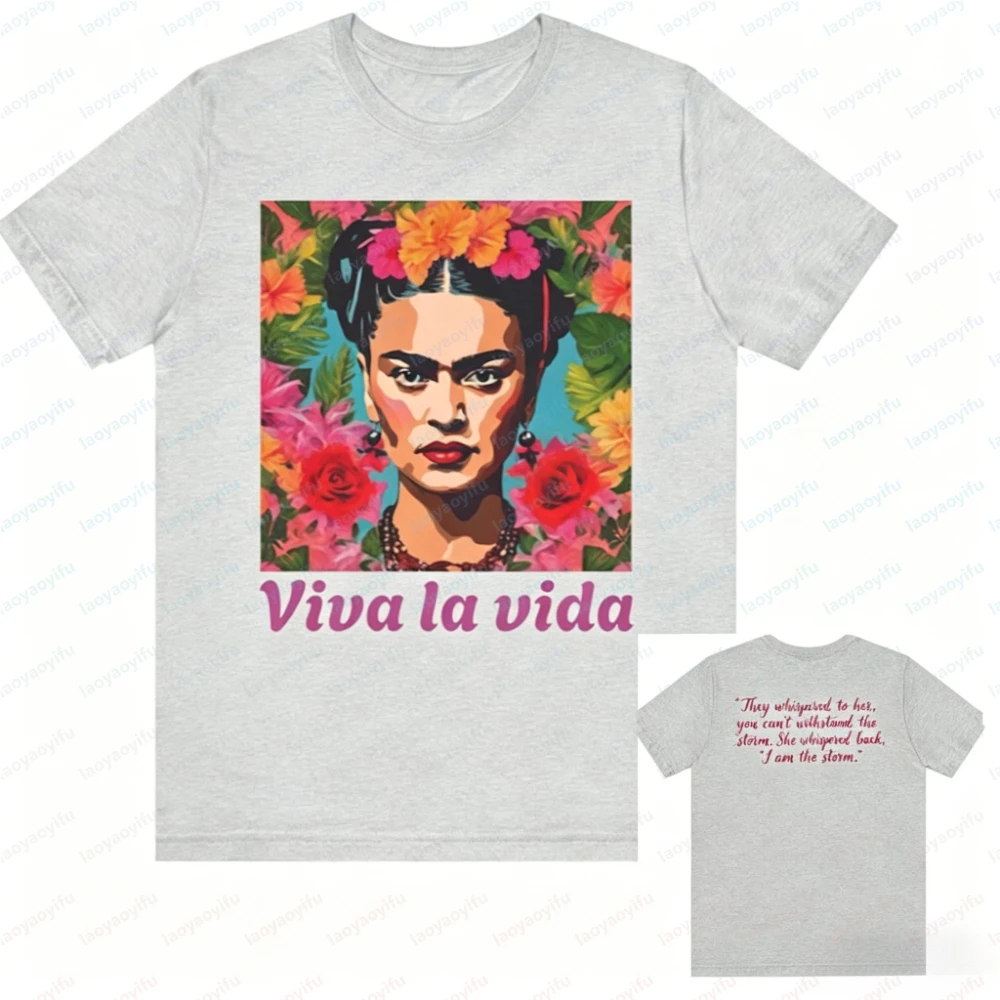 Viva La Vida Frida Kahlo Tee Empower Women Inspired in Frida Khalo Shirt Harajuku Oversized T Shirt Graphic Tshirts Vintage Tops view 2