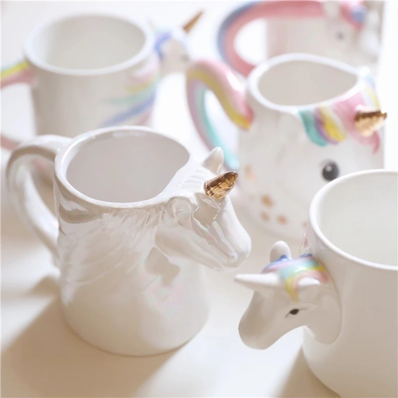 

Cartoon Cute Rainbow Horse Ceramic mug Healing 3D Animal Mug Home Breakfast Milk Cup Office Afternoon Tea Coffee Cup Water Cup