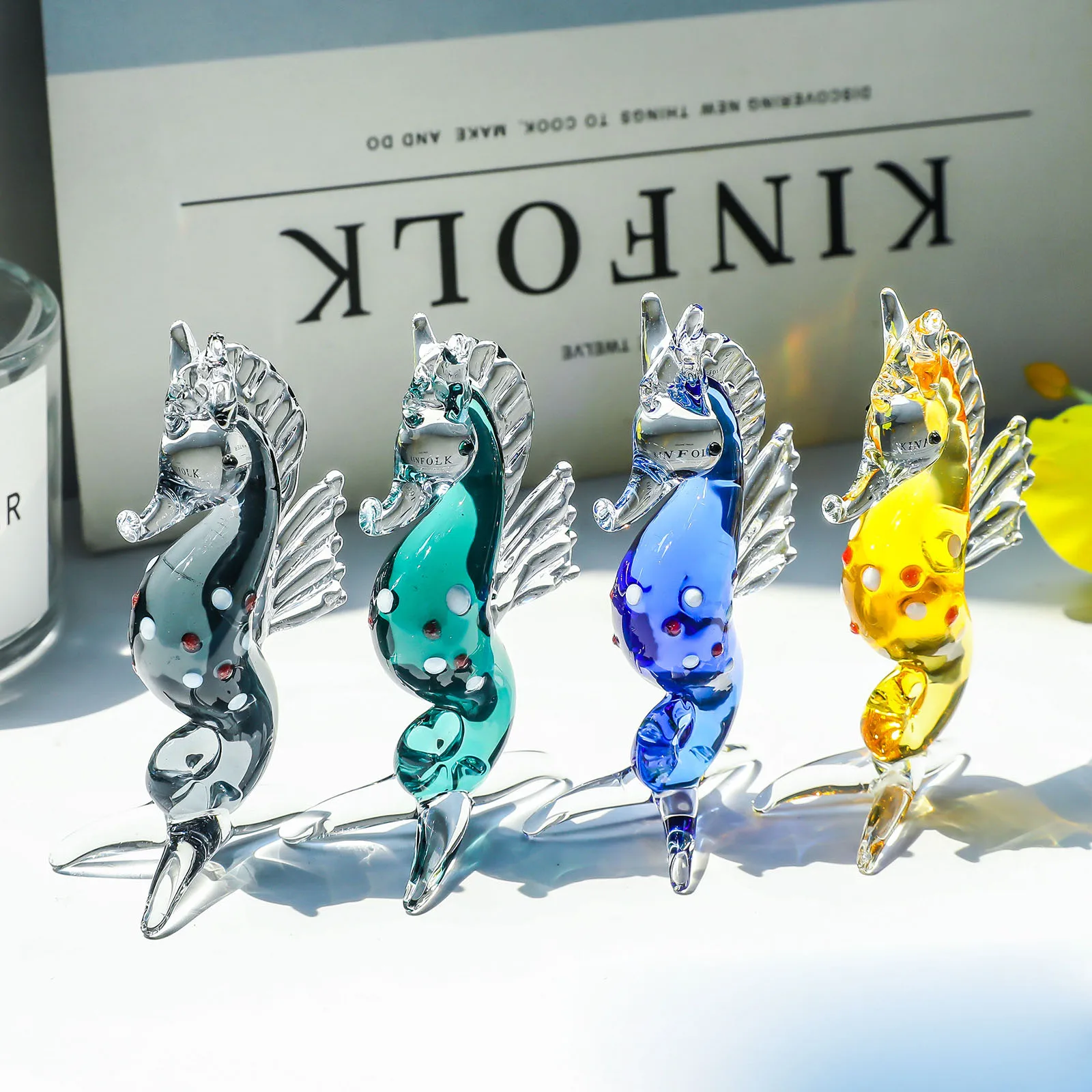 Crystal Seahorse Figurine Glass Hippocampus Colorful Sea Life Gifts Jewelry Accessories