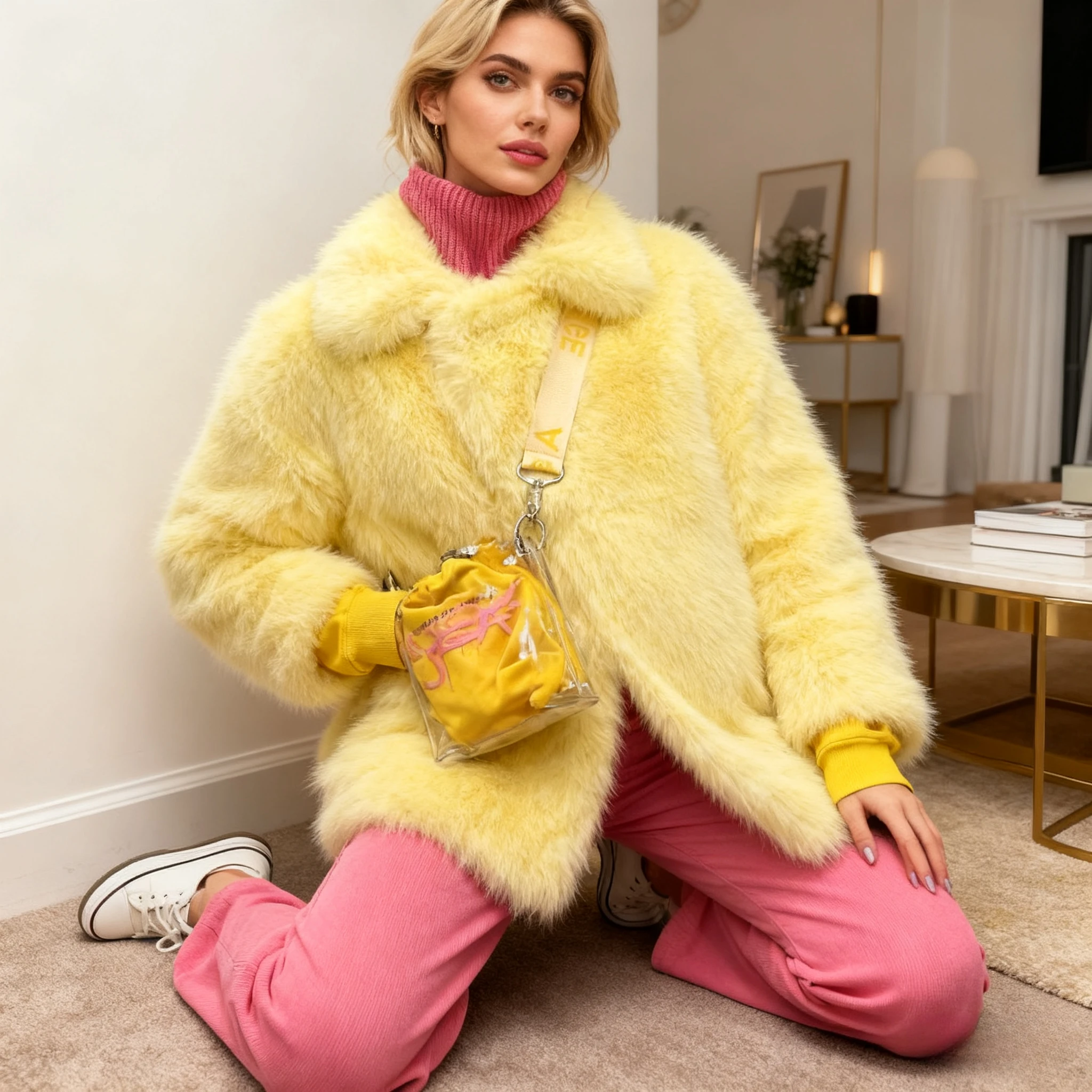 معاطف فرو صناعي للنساء سترات متوسطة الطول بأكمام طويلة وياقة مقلوبة وغرزة مفتوحة فضفاضة للعمل غير رسمية للمكتب للسيدات للخريف والشتاء #2