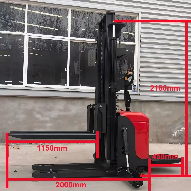 JG 1-2 ton stacking forklift, lifting height 1m-5m, double lift, outdoor all-terrain use, CE certification